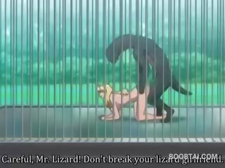 Busty Anime young woman Cunt Nailed Hard By Monster At The Zoo